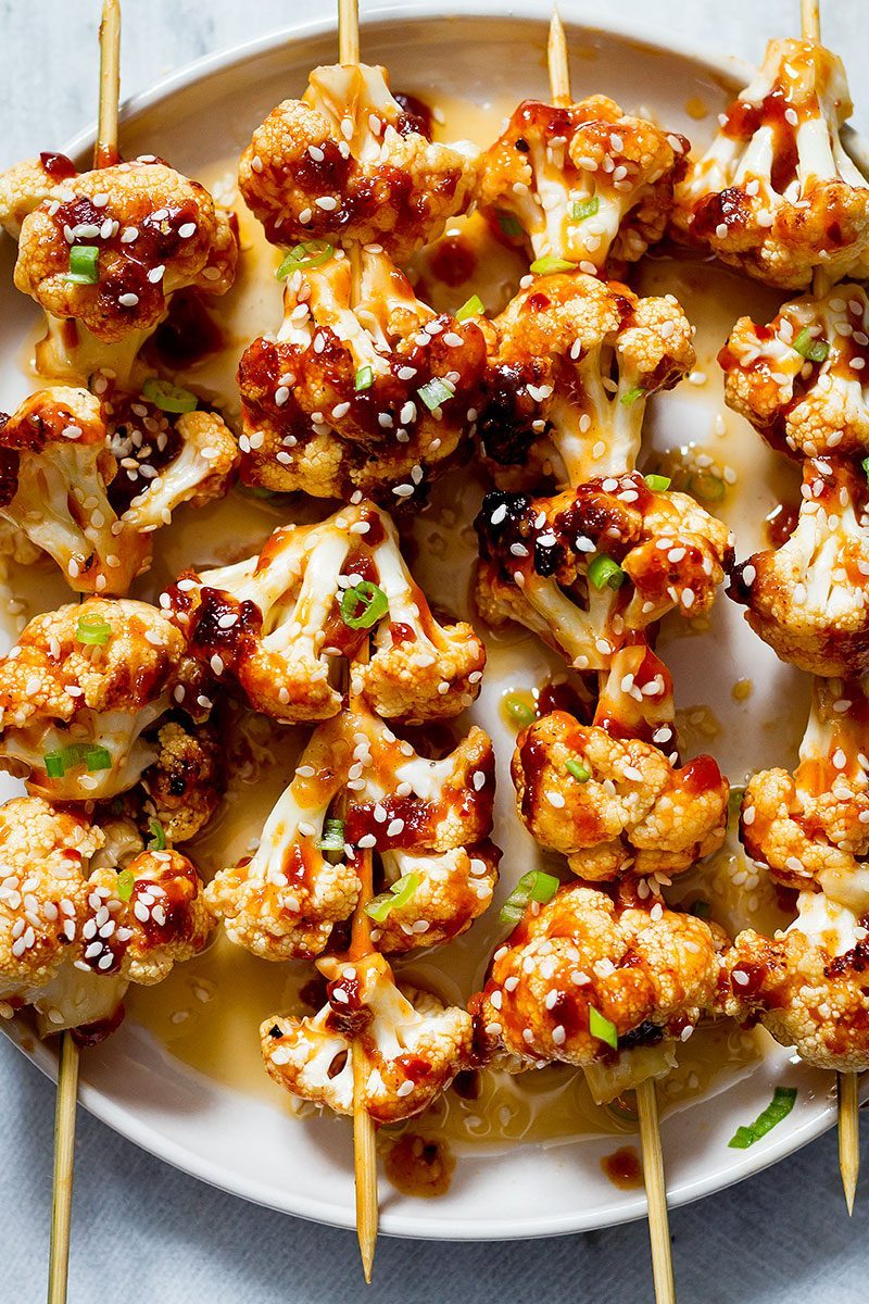 Grilled General Tsos Cauliflower Kabobs Recipe Grilled Cauliflower