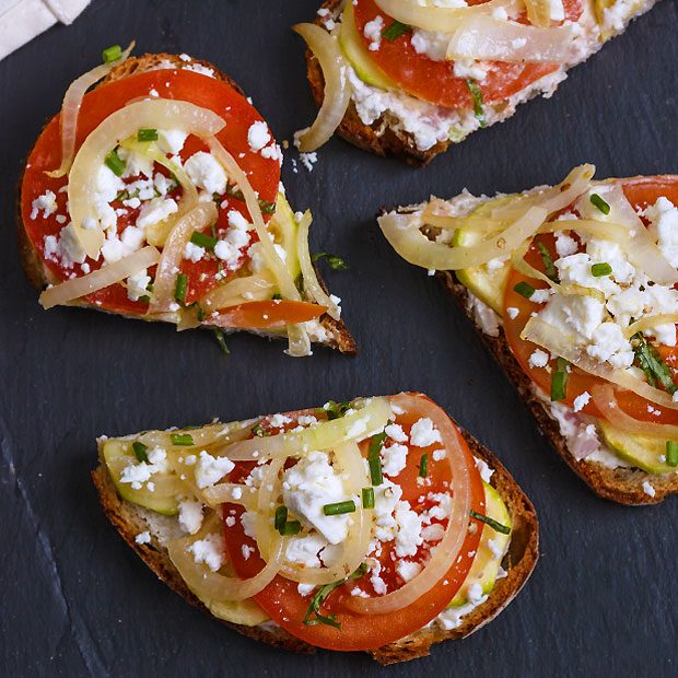 Zucchini Tomato and Feta Bruschetta Recipe — Eatwell101