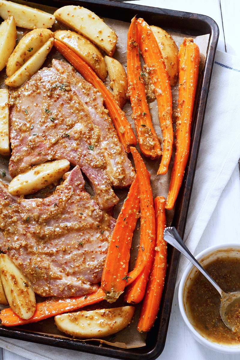 Sheet Pan Pork Chops Recipe with Carrots and Potatoes Baked Pork