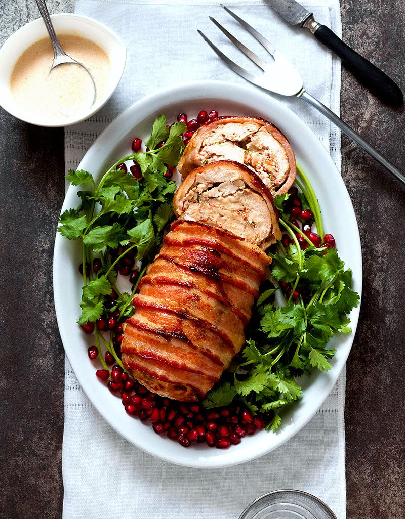 Roasted Bacon Chicken Breasts Stuffed with Dried Tomatoes and Cheese ...