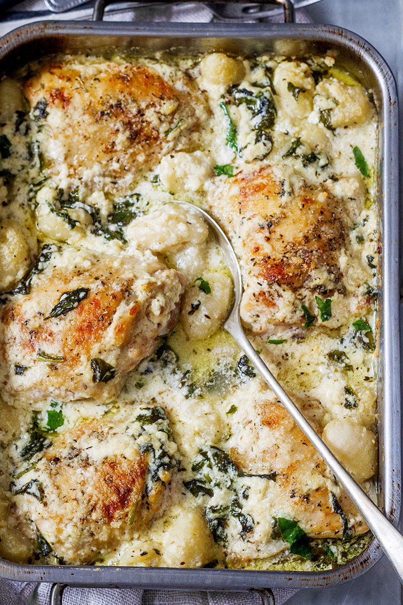 Baked Chicken Gnocchi Recipe #eatwell101 #recipe - #Spinach #Chicken #Gnocchi #Casserole with Cream Cheese and #Mozzarella - #recipe by #eatwell101®