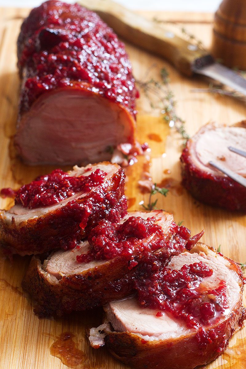 Roasted Bacon Pork Tenderloin Recipe With Mustard Cranberry Glaze — Eatwell101