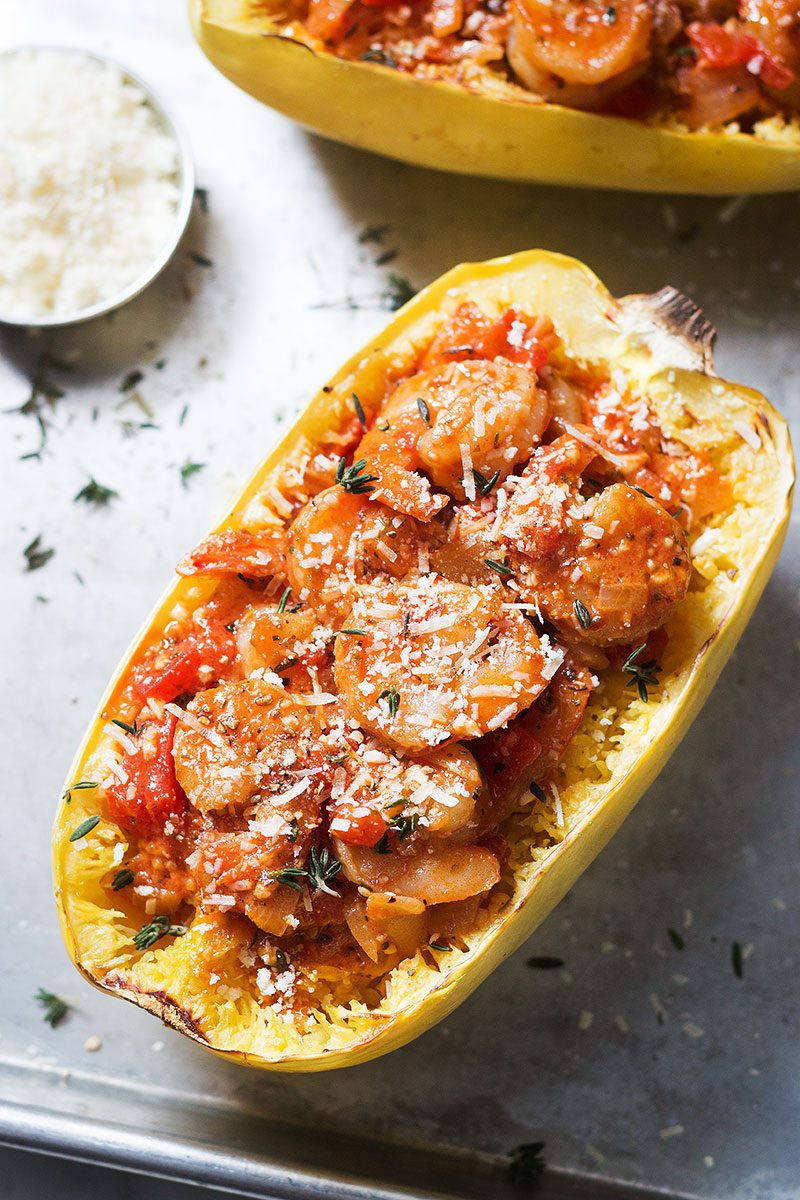 Creamy Tomato Shrimp With Spaghetti Squash Recipe How To Cook Spaghetti Squash — Eatwell101 7812