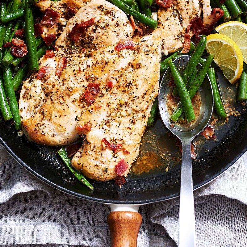 Garlic Lemon Chicken Breasts and Green Beans Skillet — Eatwell101