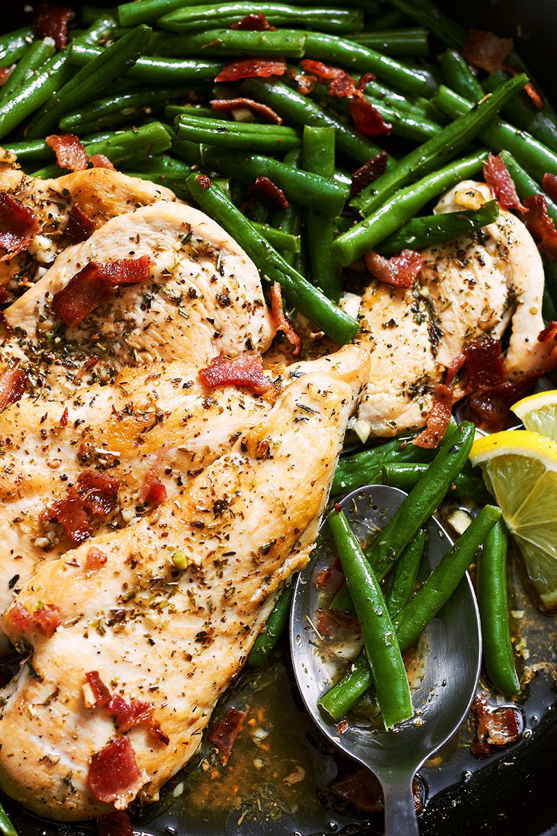 Garlic Lemon Chicken Breasts and Green Beans Skillet — Eatwell101