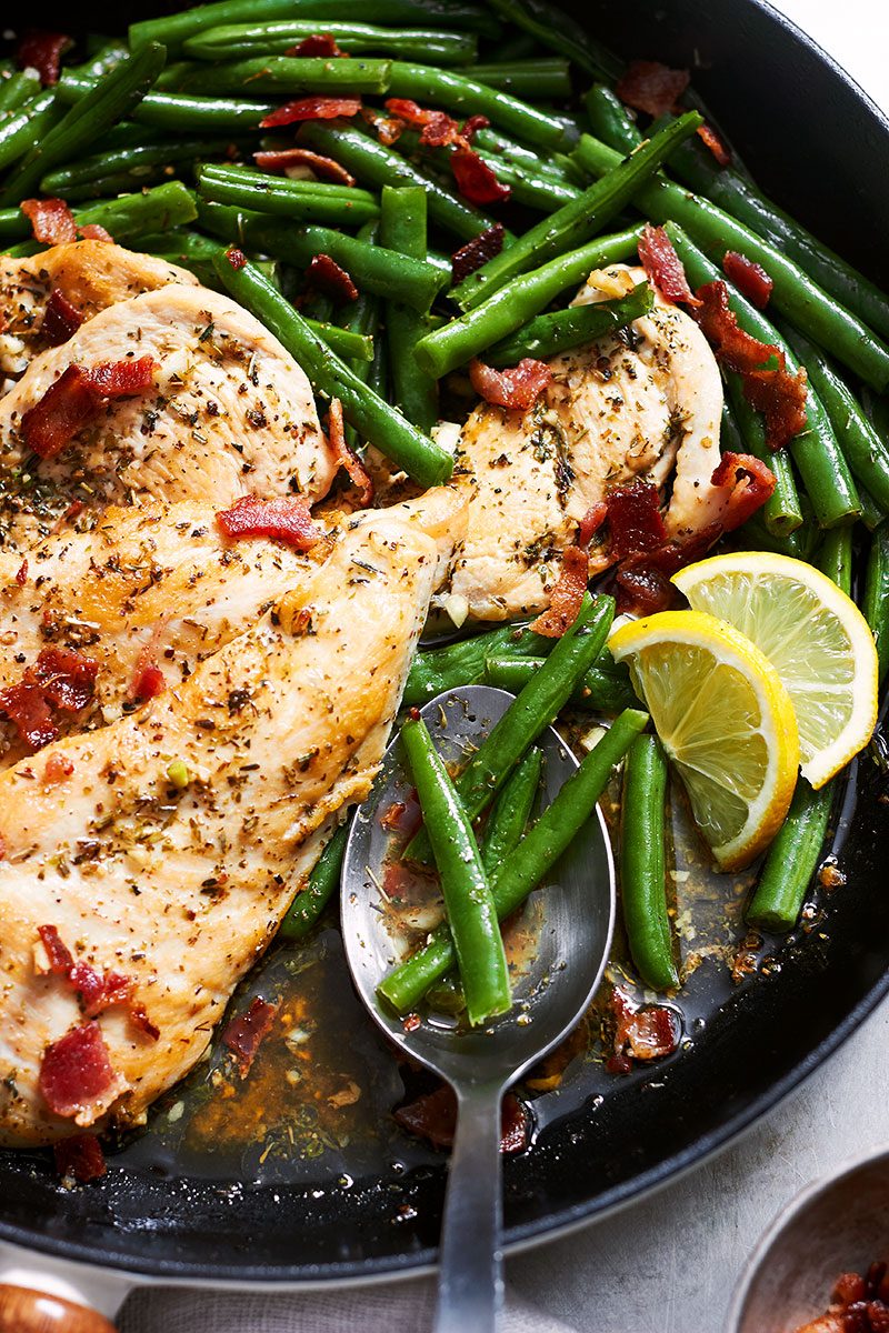 Garlic Lemon Chicken Breasts And Green Beans Skillet Eatwell