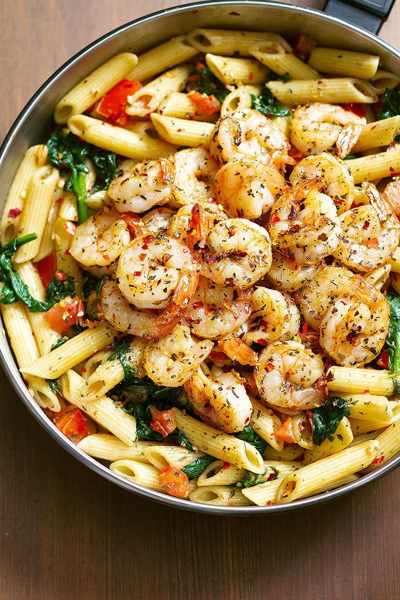 Shrimp Pasta Recipe with Tomato and Spinach — Eatwell101
