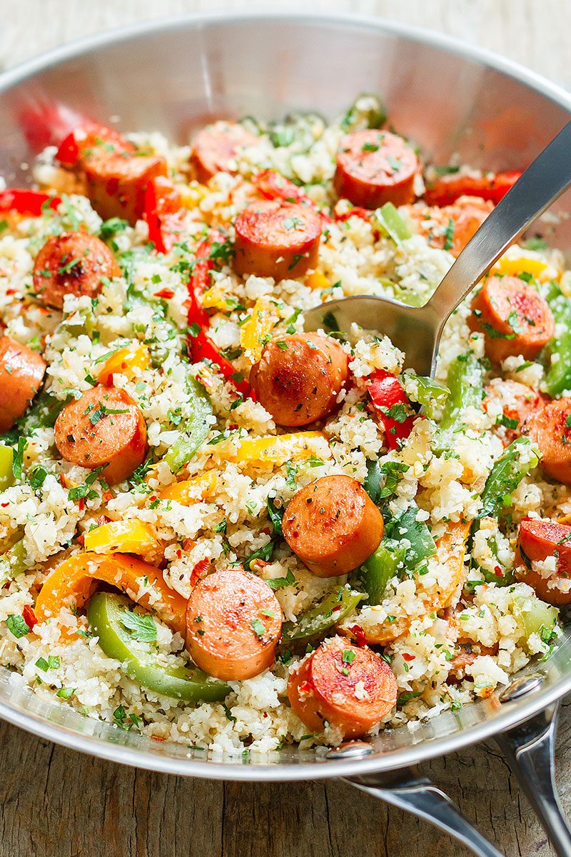 Cauliflower Fried Rice with Sausage and Peppers — Eatwell101