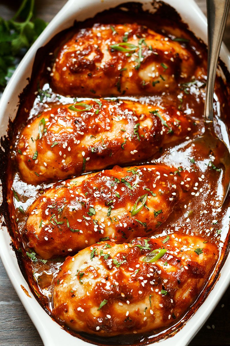 Baked Chicken Breasts with Sticky Honey Sriracha Sauce — Eatwell101