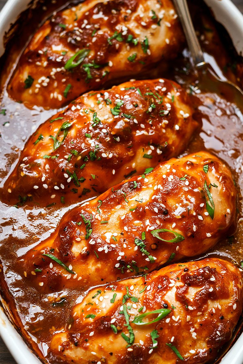 Baked Chicken Breasts with Sticky Honey Sriracha Sauce — Eatwell101