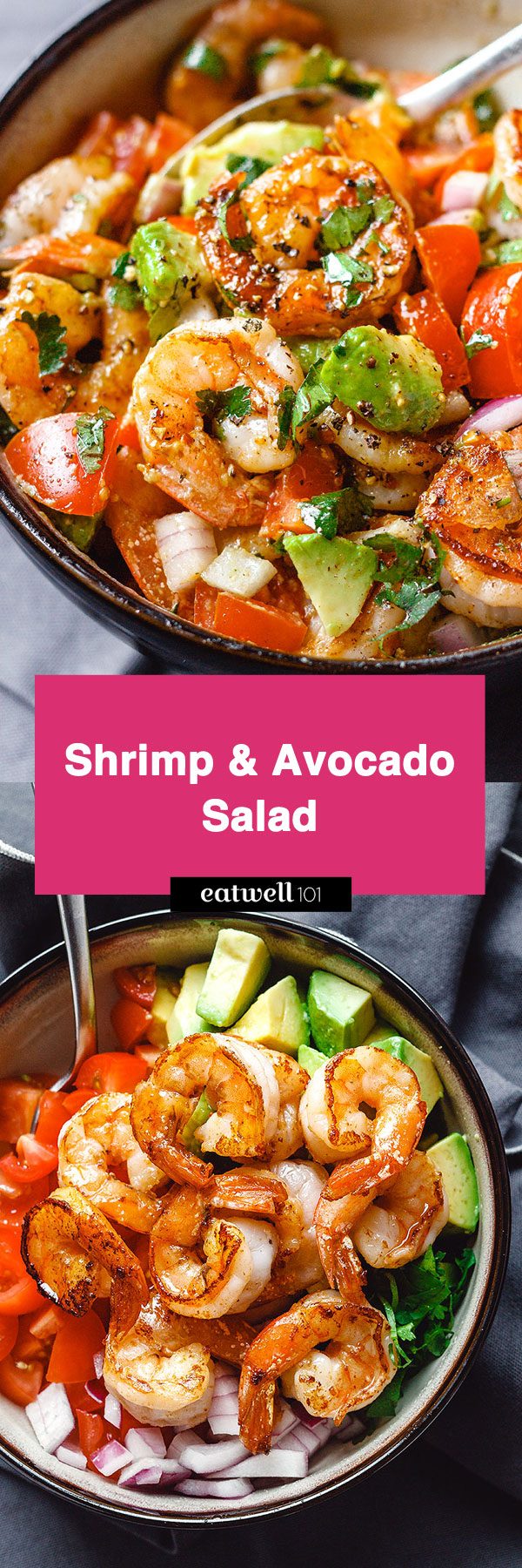 Shrimp and Avocado Salad - #eatwell101 #recipe #paleo #keto #lowcarb #shrimp #salad - Fresh, easy, and filling! This healthy salad for two tastes crazy good and is loaded with the freshest ingredients!