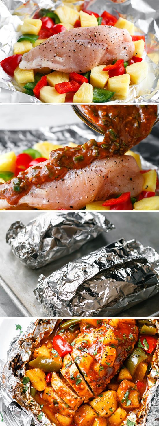 Pineapple BBQ Chicken Foil Packets 