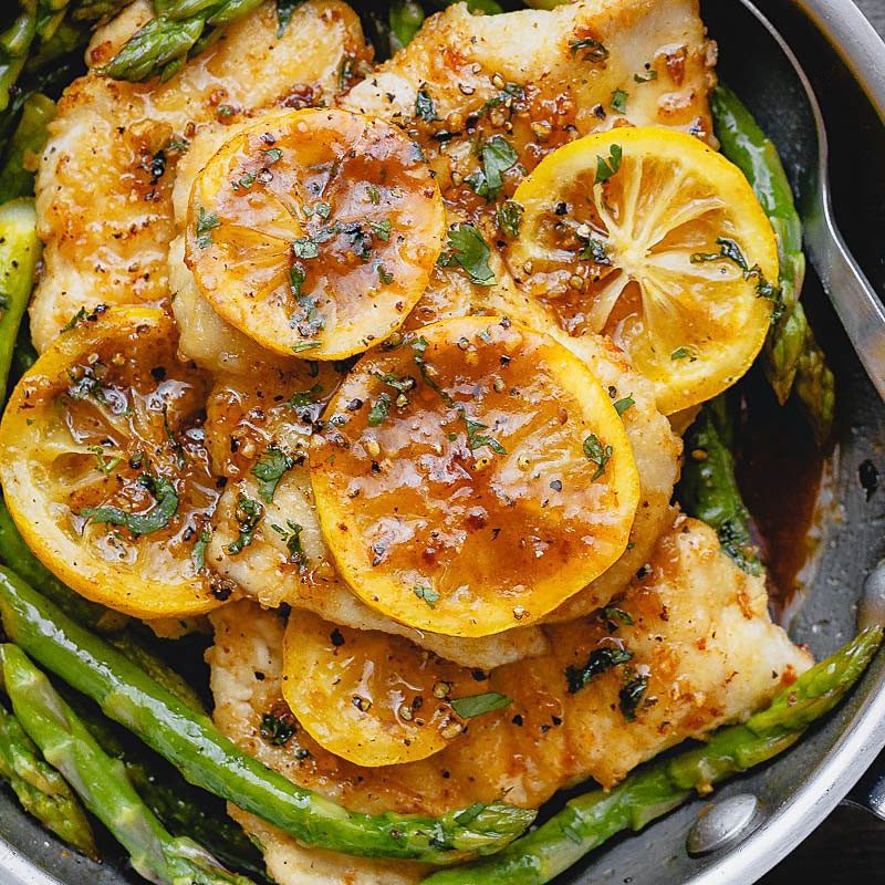 Honey Butter Lemon Chicken with Asparagus - Seasonal Chicken Dinner