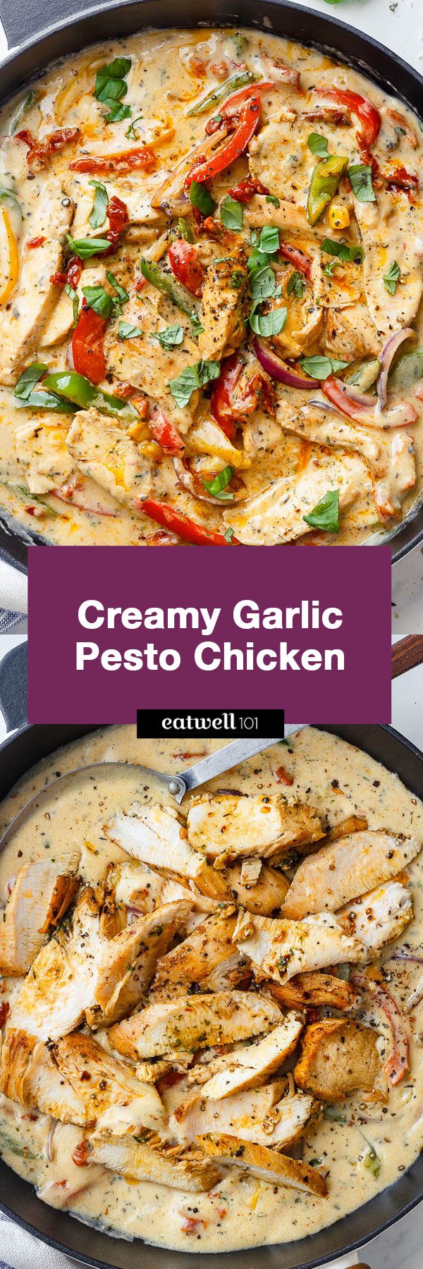 Creamy Garlic Pesto Chicken Recipe — Eatwell101
