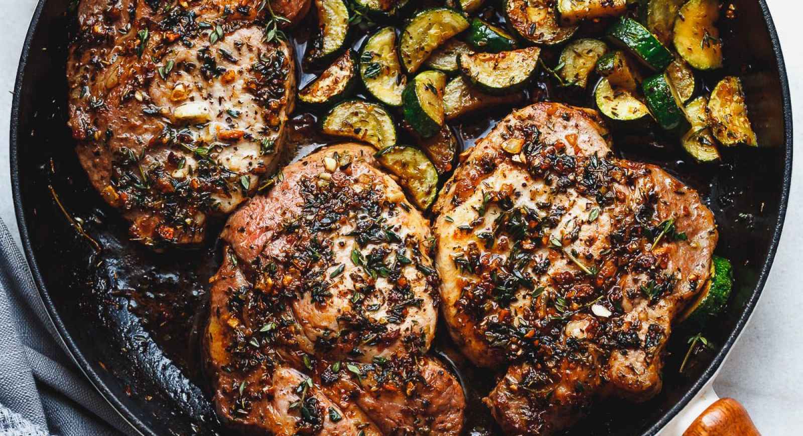 Garlic Butter Herb Pork Chops Recipe With Zucchini Best Pork Chops Recipe Eatwell101