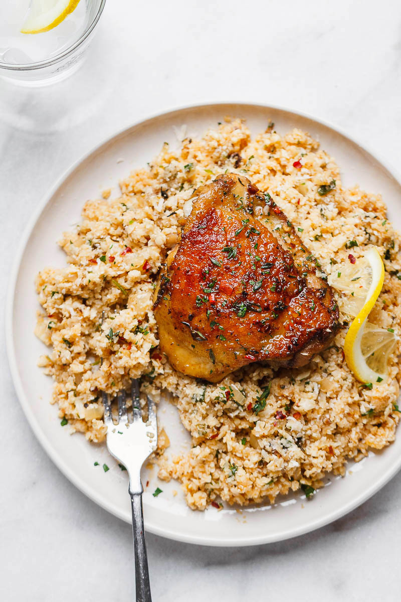 Buttery Garlic Herb Chicken and Lemon Cauliflower Rice — Eatwell101