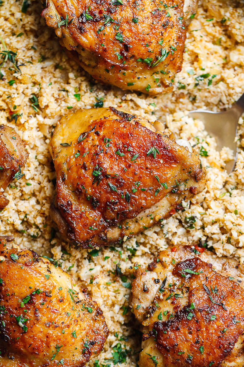 Buttery Garlic Herb Chicken and Lemon Cauliflower Rice — Eatwell101