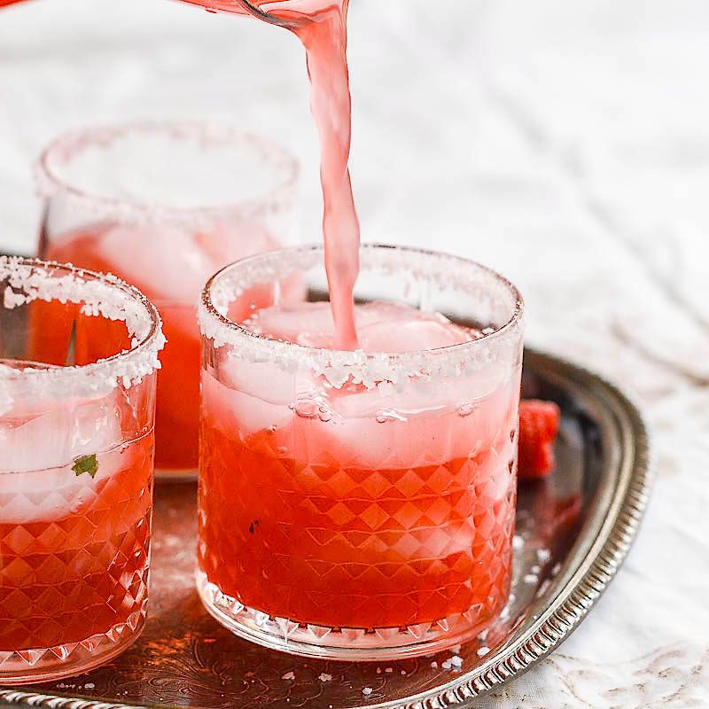 Raspberry basil iced drink jug, paths Stock Photo by maxsol7