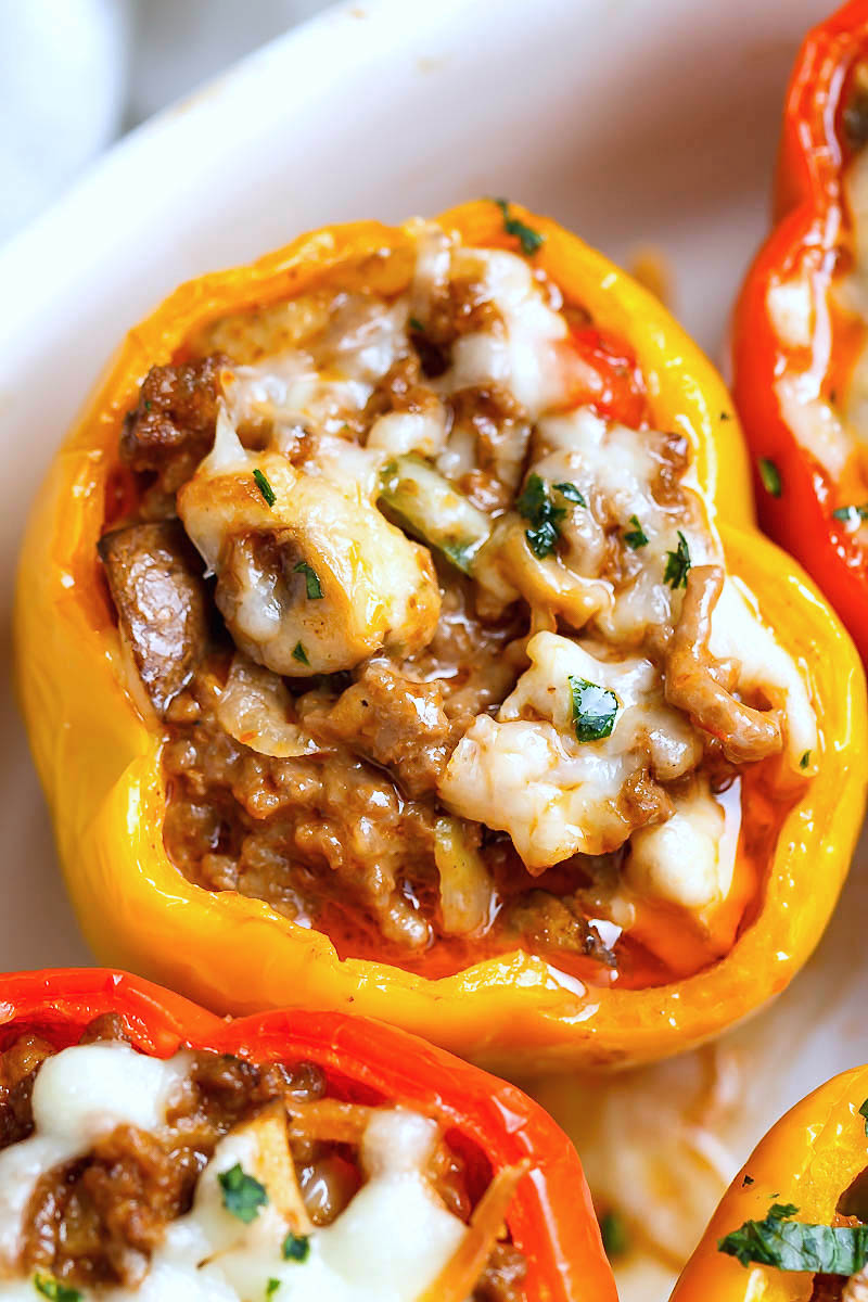 Cheese Steak Stuffed Peppers Recipe Keto Low Carb Eatwell101