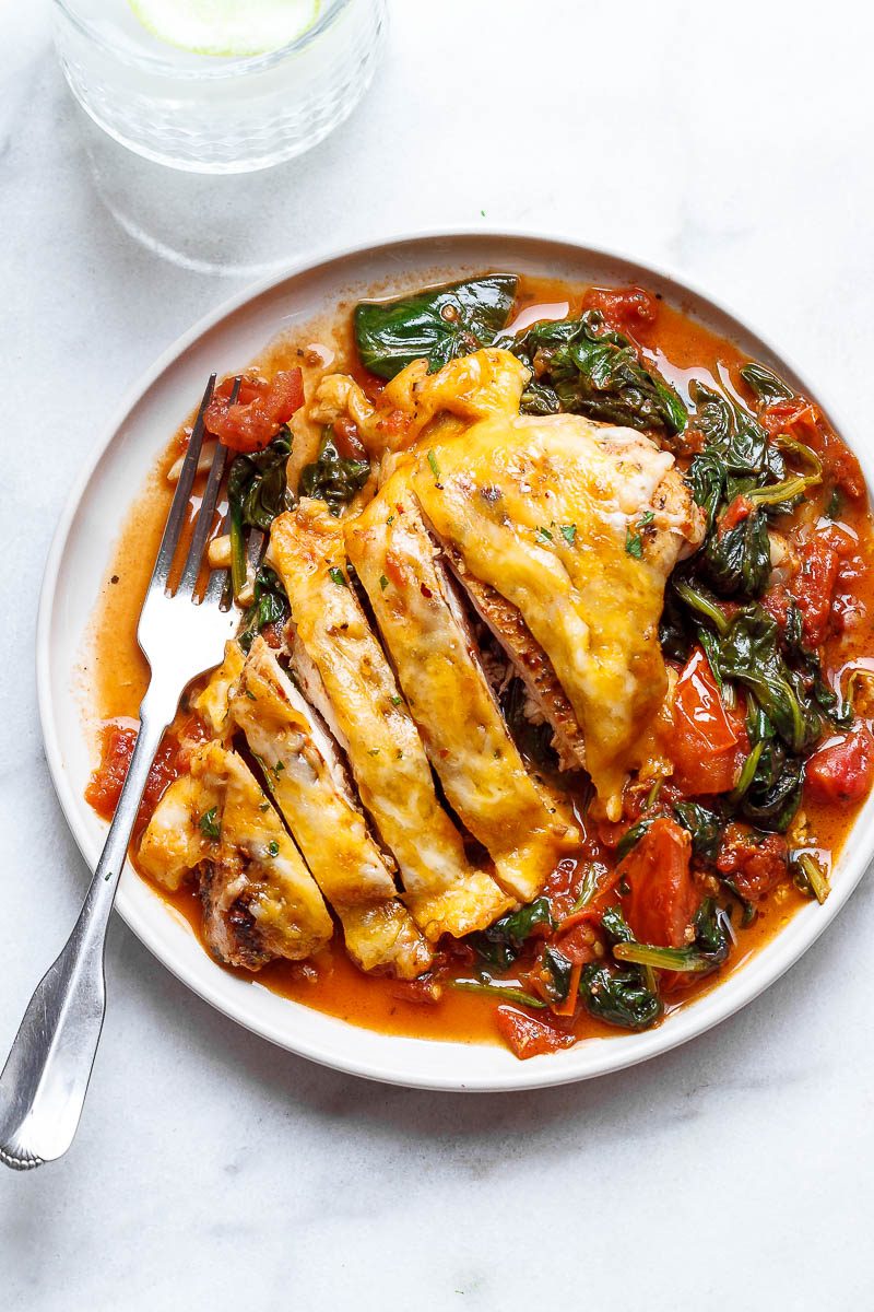 Tomato Spinach Chicken Skillet Recipe (Low Carb - Keto ...