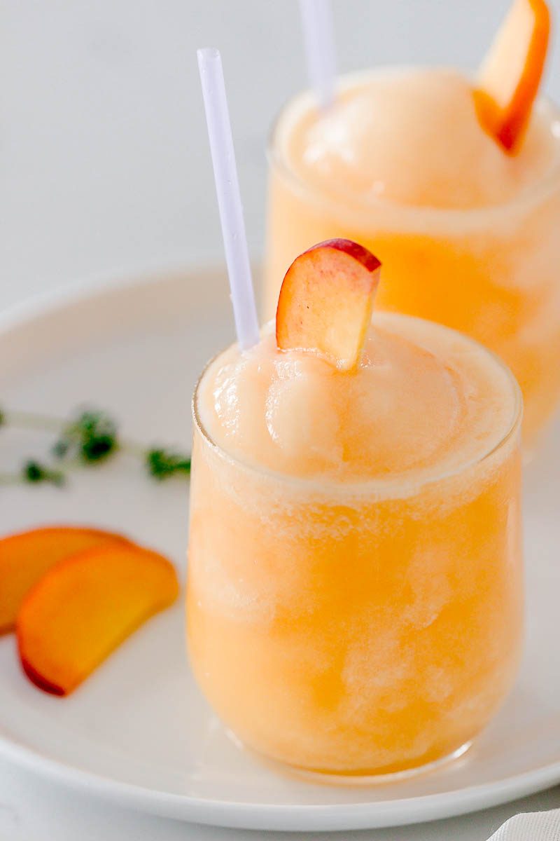 Peach Bellini shaved ice with the ice shave attachment, Recipe