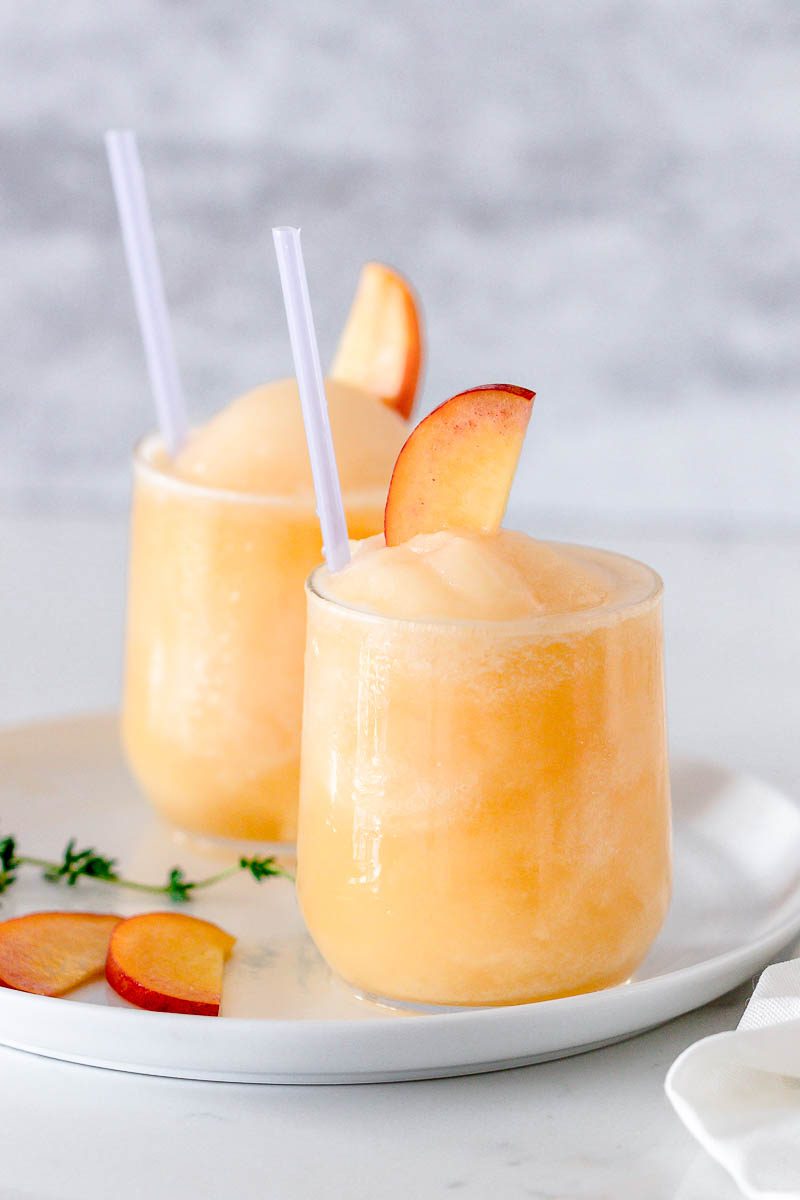Peach Bellini shaved ice with the ice shave attachment, Recipe