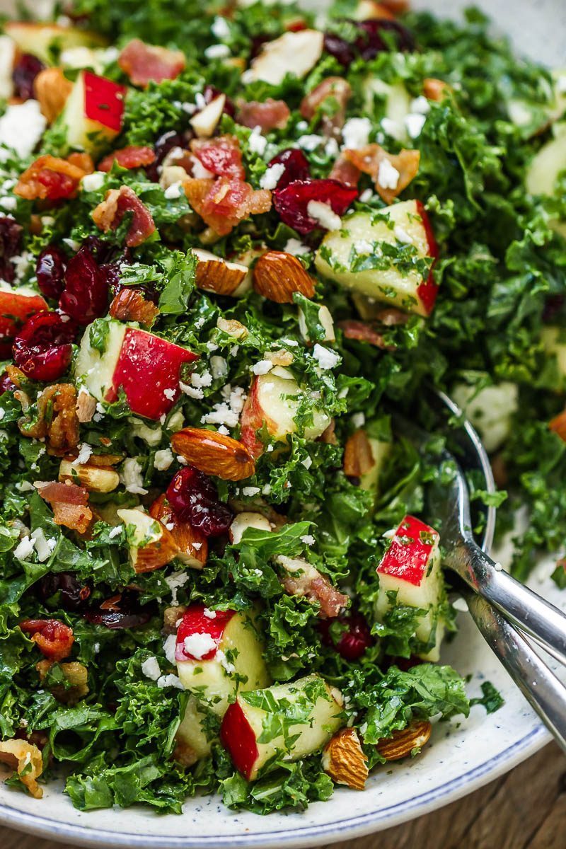 Apple Cranberry Bacon Kale Salad Recipe – Healthy Kale Salad Recipe ...