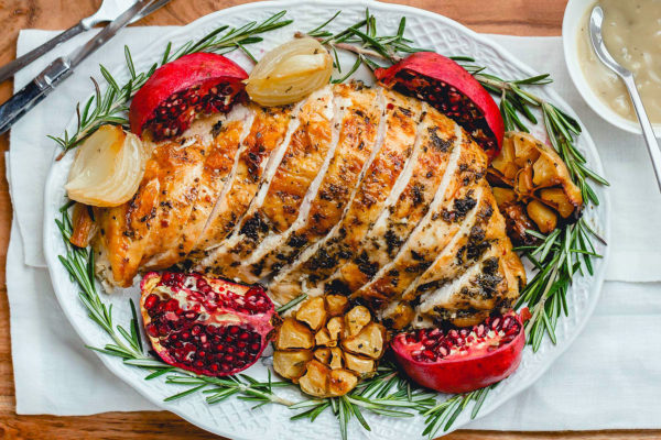 Raw Turkey Breast with Pop Up Timer and Herbed Garlic Butter