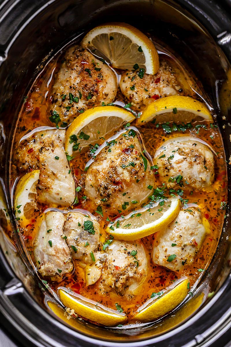 Crock Pot Chicken Recipe with Lemon Garlic Butter - Easy ...