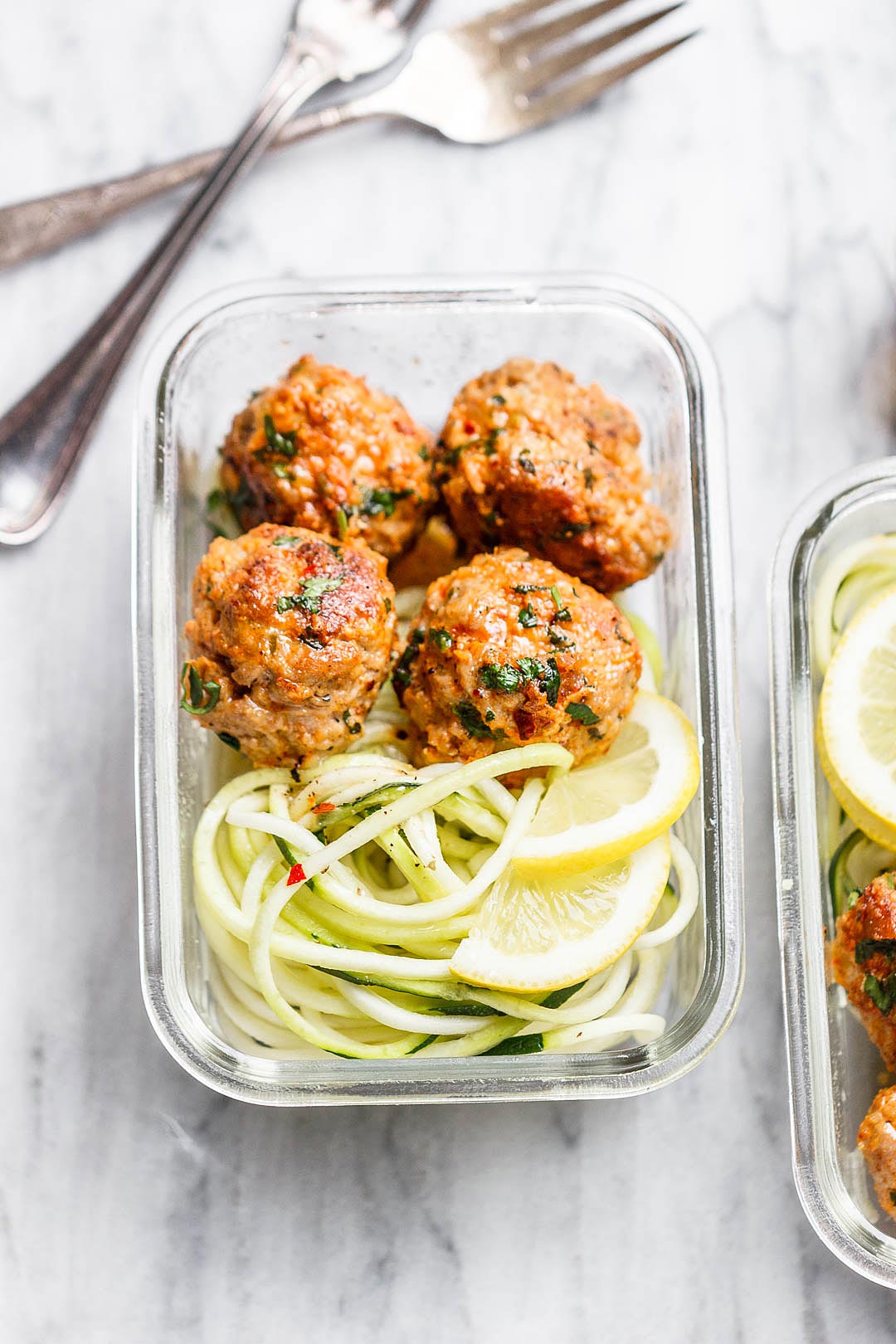 Meal Prep Garlic Butter Chicken Meatballs Recipe with Zucchini Noodles —  Eatwell101