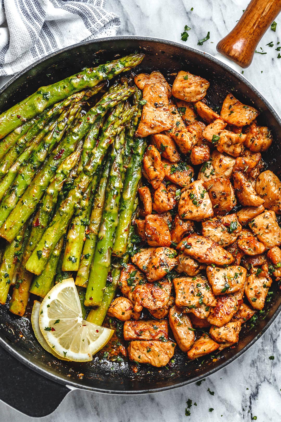 Garlic Butter Chicken Bites and Asparagus Recipe — Eatwell101