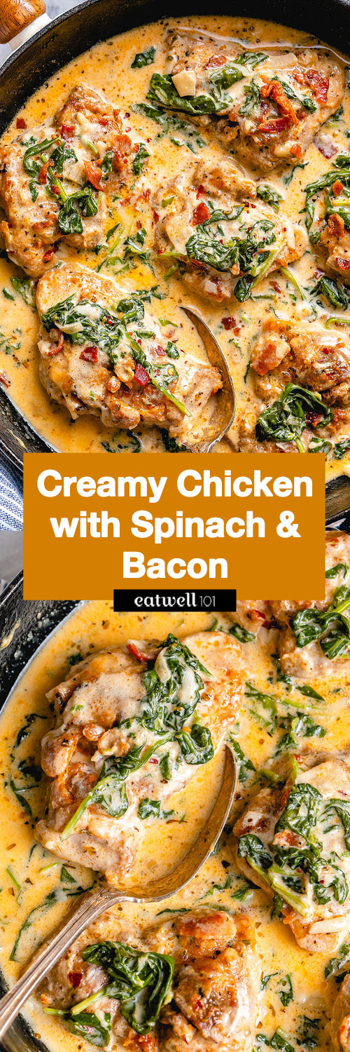 Garlic Butter Chicken Recipe with Creamy Spinach and Bacon – Best ...