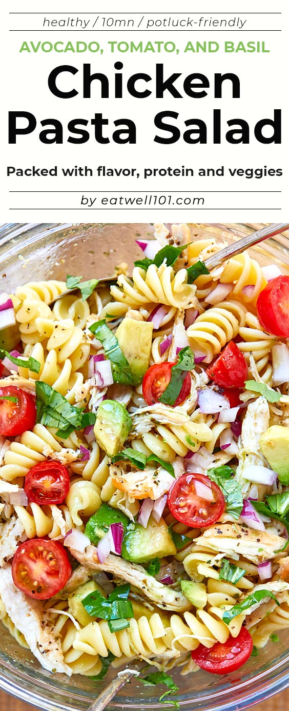 Healthy Chicken Pasta Salad Recipe with Avocado – Chicken Pasta Salad Recipe  — Eatwell101