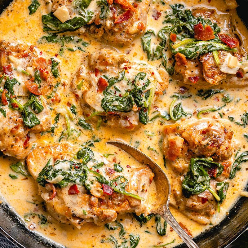 Ok Creamy Garlic Butter Chicken With Spinach And Bacon 5 800x800 