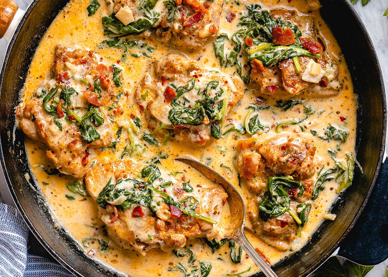 Garlic Butter Chicken Recipe With Creamy Spinach And Bacon Best Chicken Recipe — Eatwell101