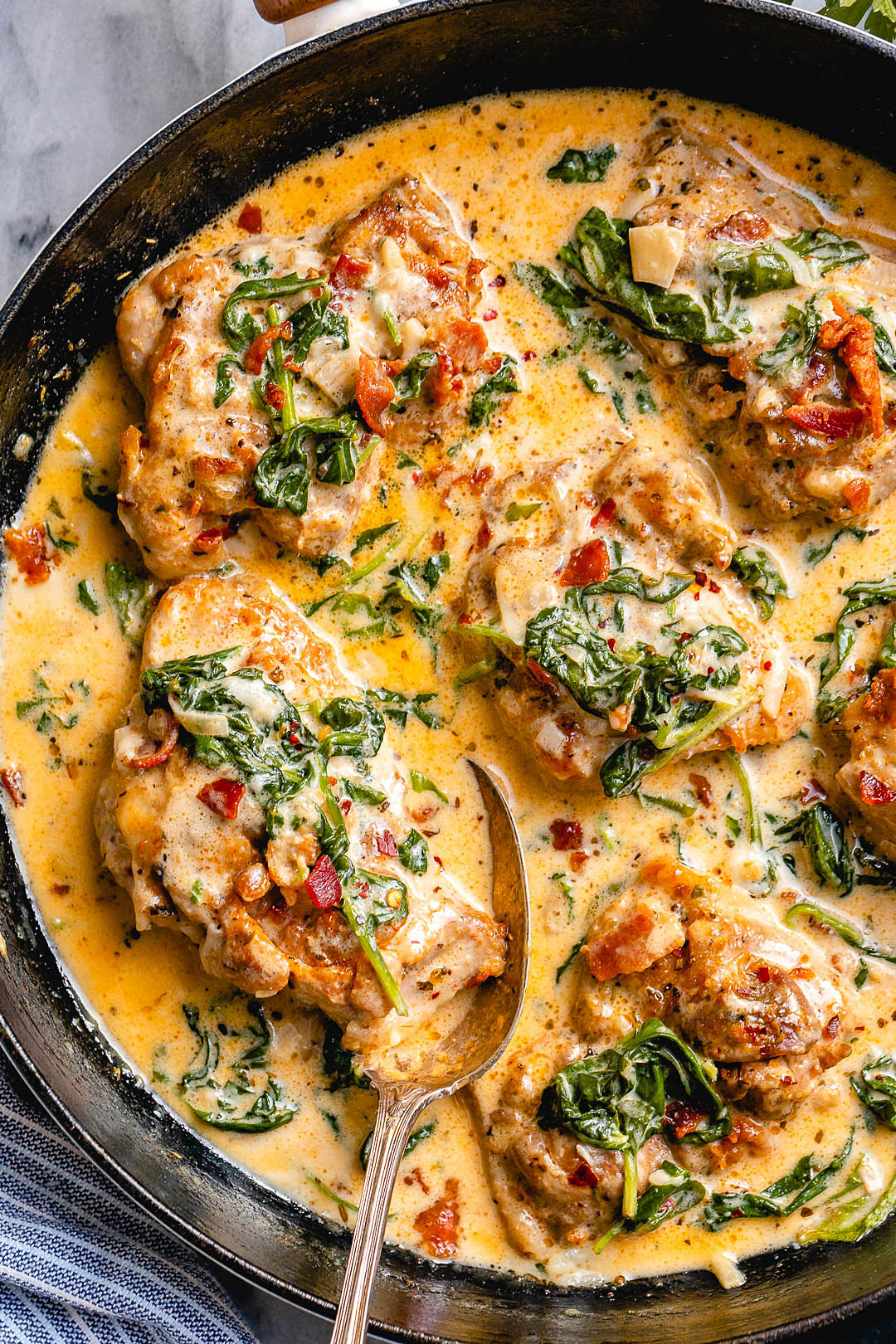 Garlic Butter Chicken Recipe With Creamy Spinach And Bacon Best 