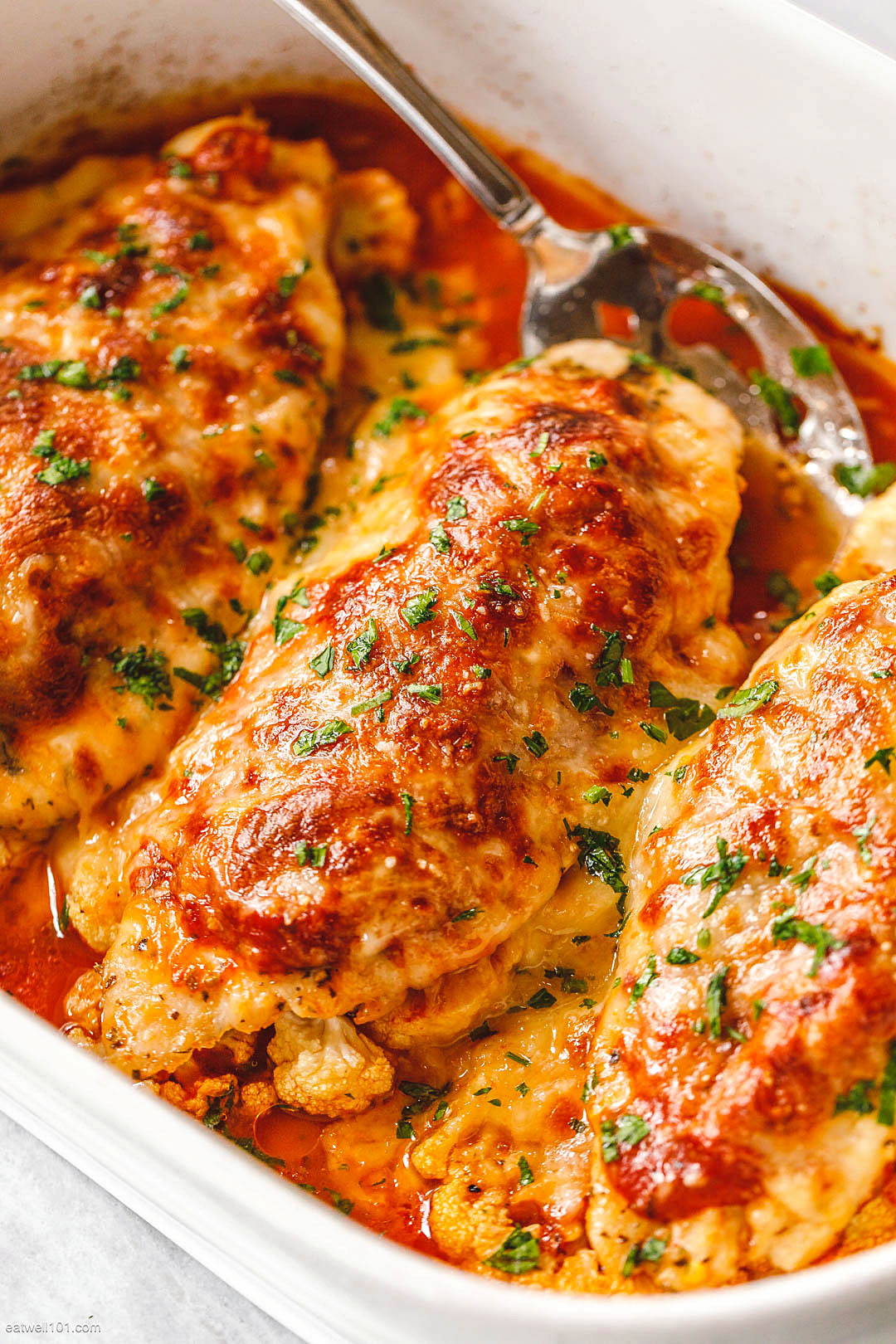 Parmesan Chicken Casserole Recipe with Cauliflower Steaks – Chicken ...