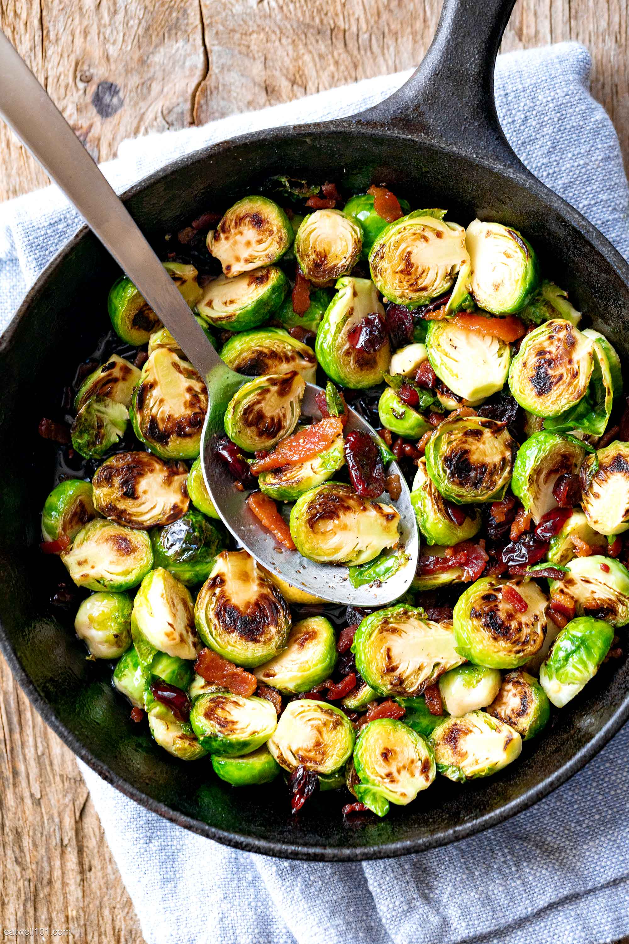 Roasted Brussels Sprouts with Maple, Bacon and Cranberries – Roasted ...