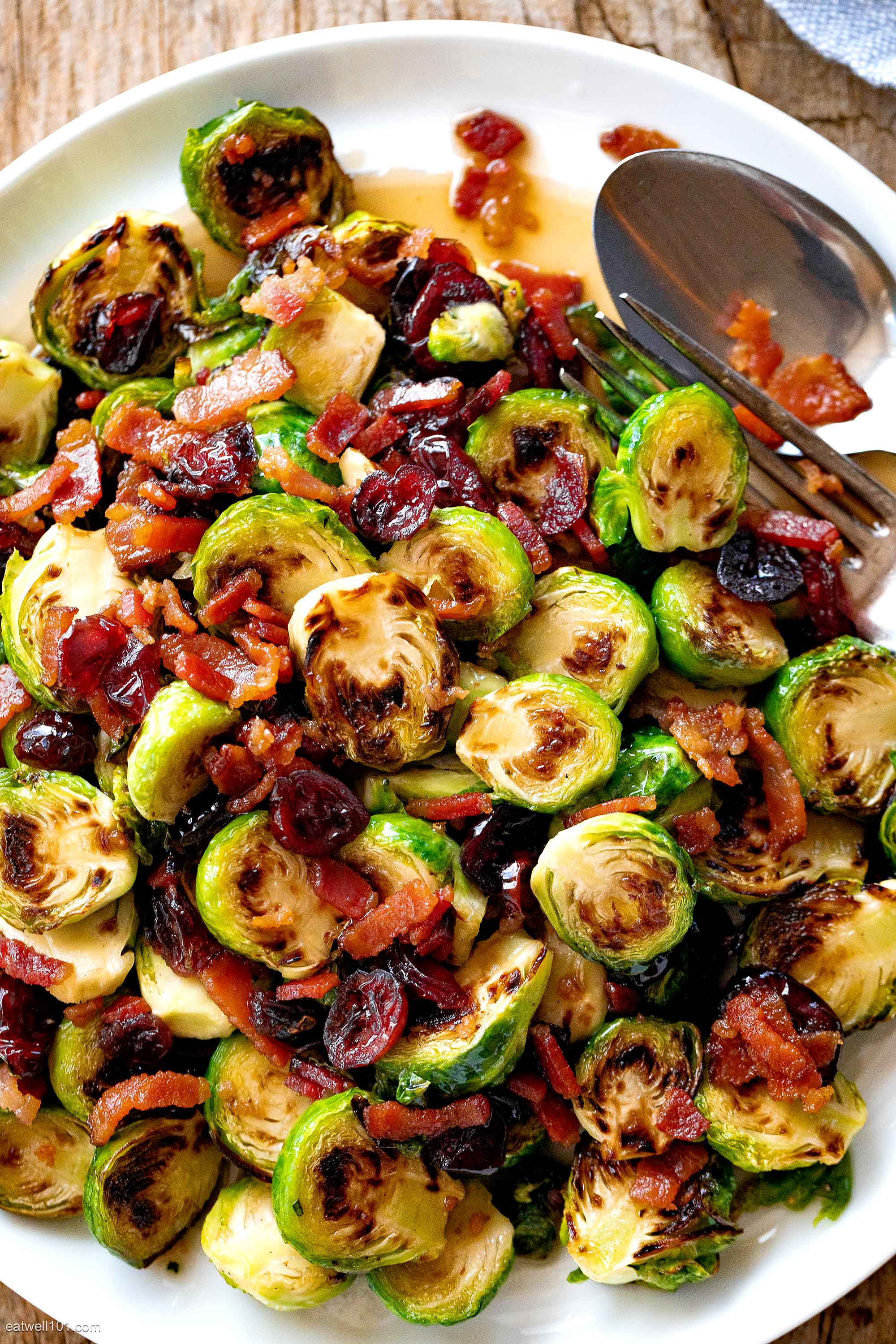 Roasted Brussels Sprouts with Maple, Bacon and Cranberries – Roasted ...
