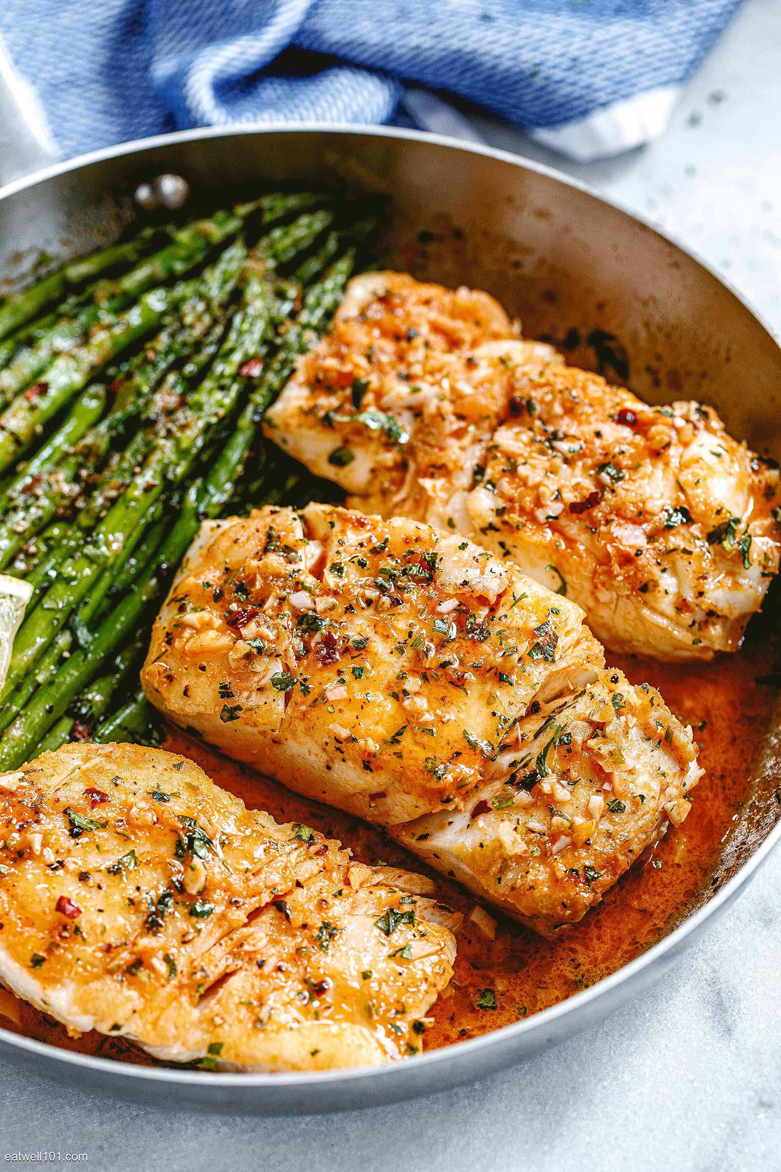 Garlic Butter Cod with Lemon Asparagus Skillet – Healthy Fish Recipe ...