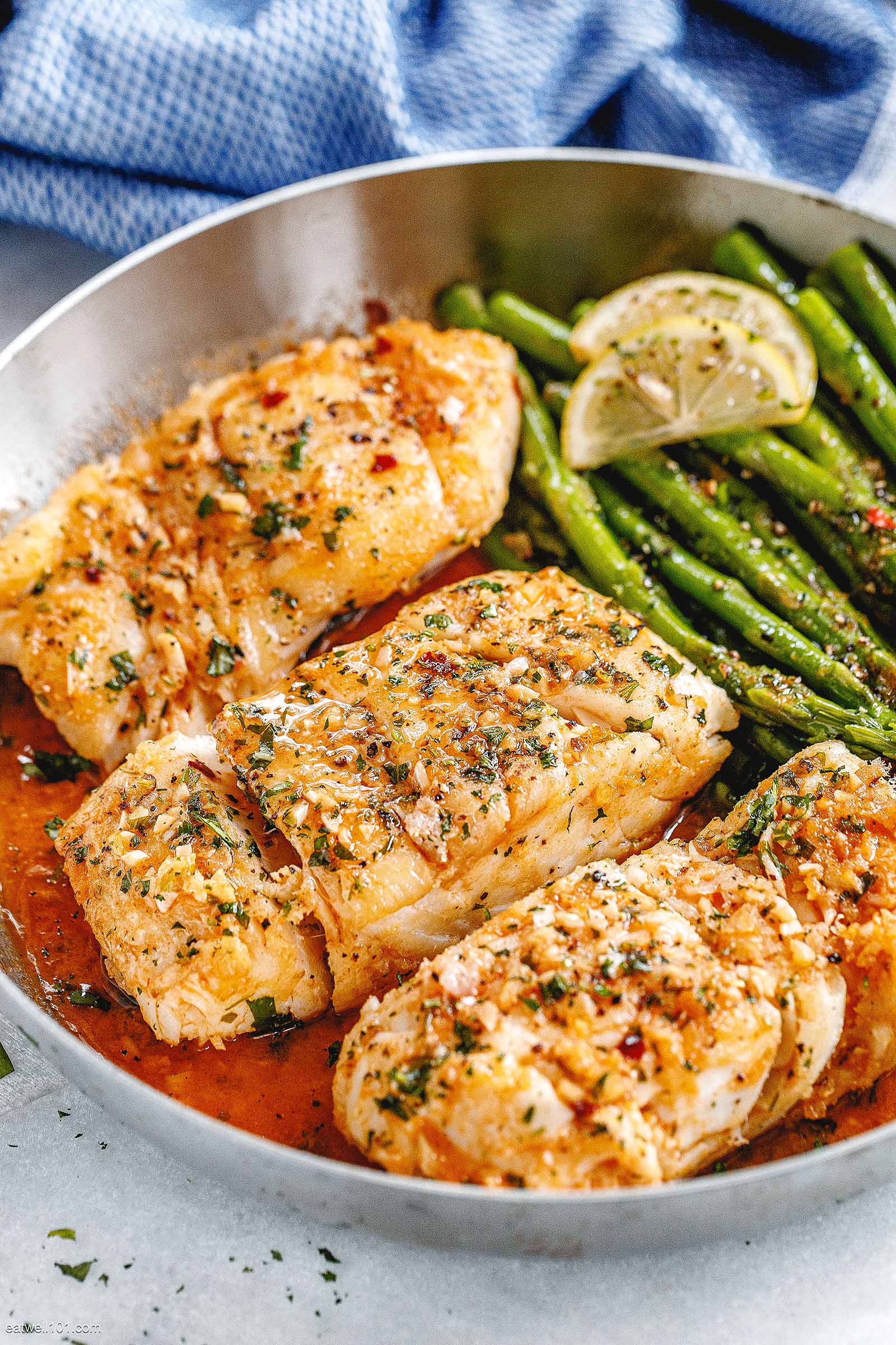 Garlic Butter Cod with Lemon Asparagus Skillet – Healthy Fish Recipe ...