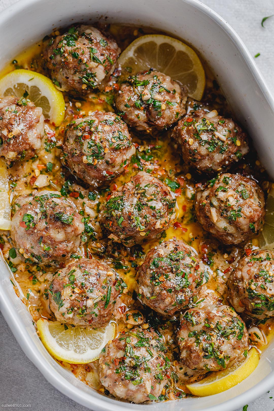 Baked Turkey Meatballs Recipe with Lemon Garlic Butter Sauce – Oven ...
