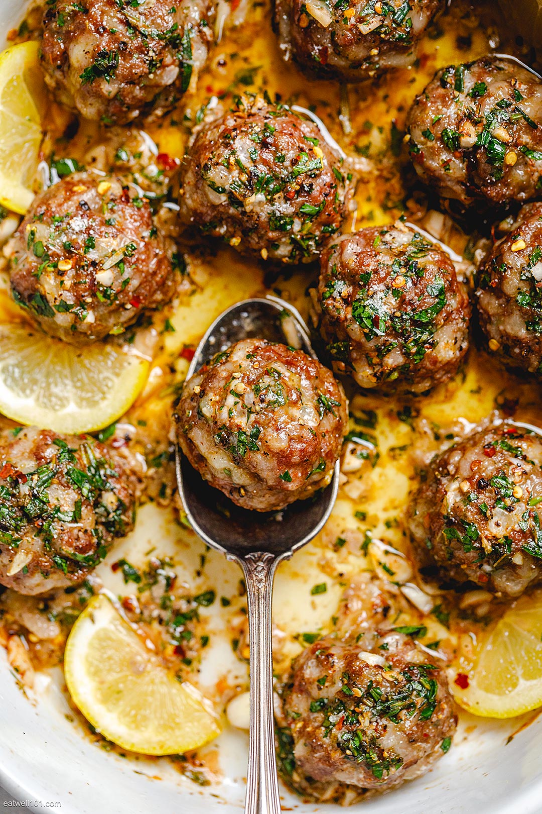 Baked Turkey Meatballs Recipe with Lemon Garlic Butter Sauce – Oven ...