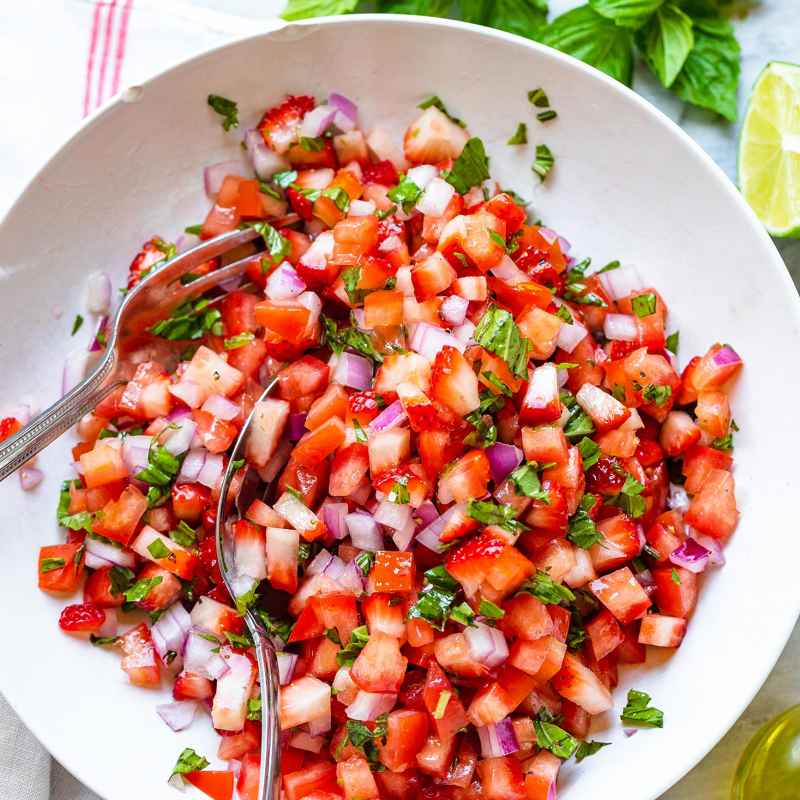 Tomato Basil Strawberry Salsa