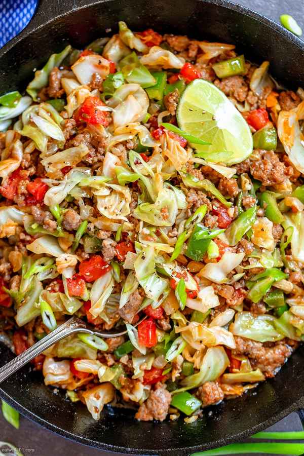 Fried Cabbage Sausage Skillet Recipe — Eatwell101