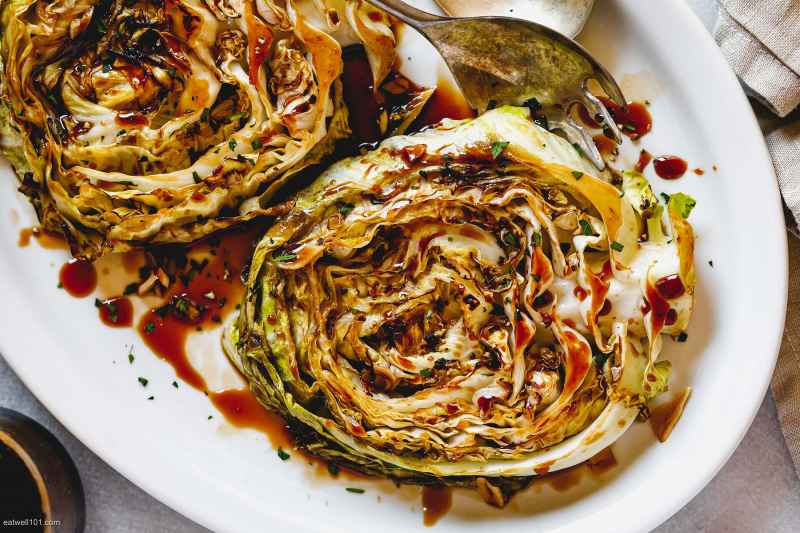 Grilled cabbage steaks on gas grill sale