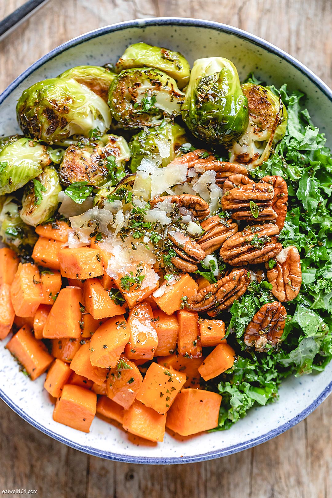 Roasted Sweet Potato Brussels Sprout Kale Salad Recipe – Roasted ...