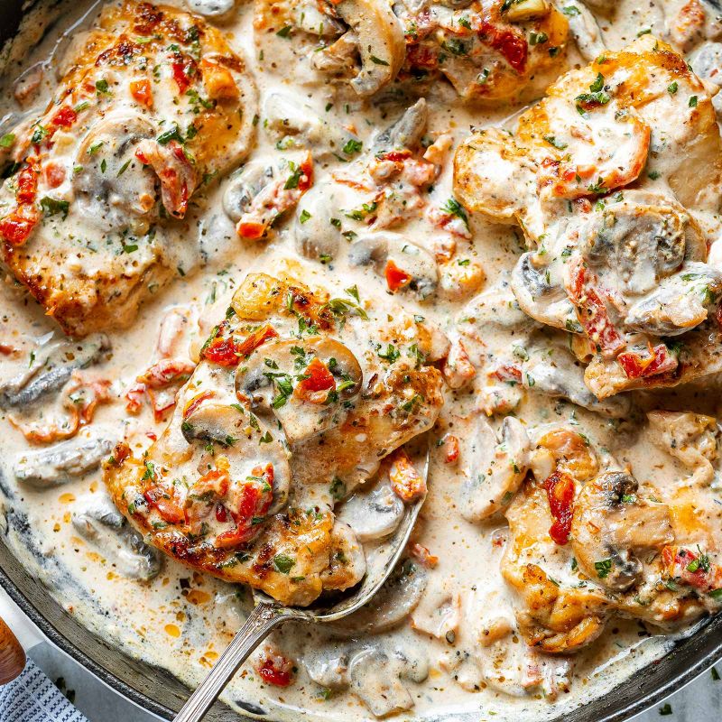 Garlic Chicken Thighs Recipe in Creamy Mushroom Sauce – Chicken Thighs ...