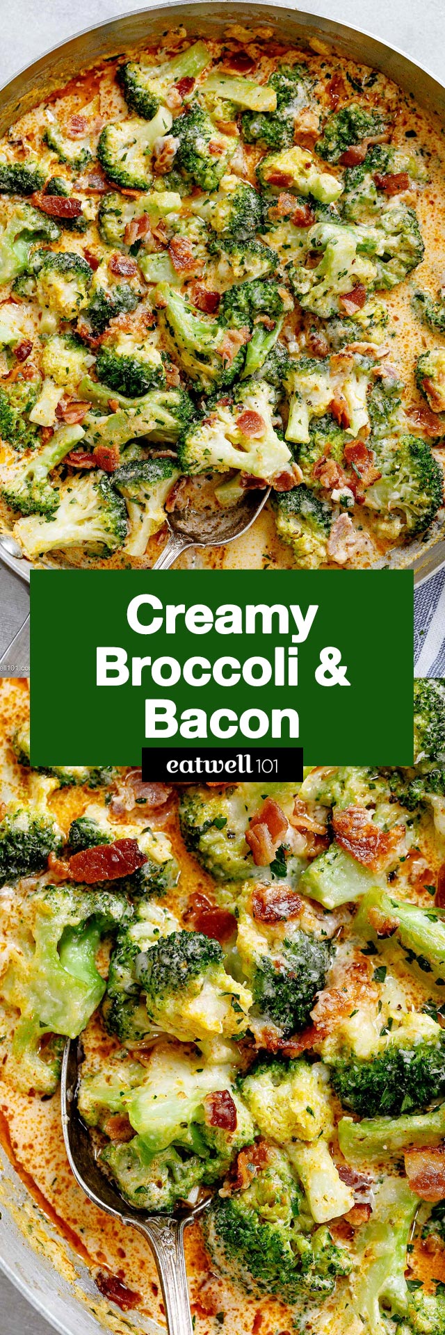 Creamy Garlic Parmesan Broccoli Recipe with Bacon - #broccoli #bacon, #recipe #eatwell101 - This creamy broccoli and bacon recipe is simple and straightforward, perfect for quick dinners, but maximum flavor!