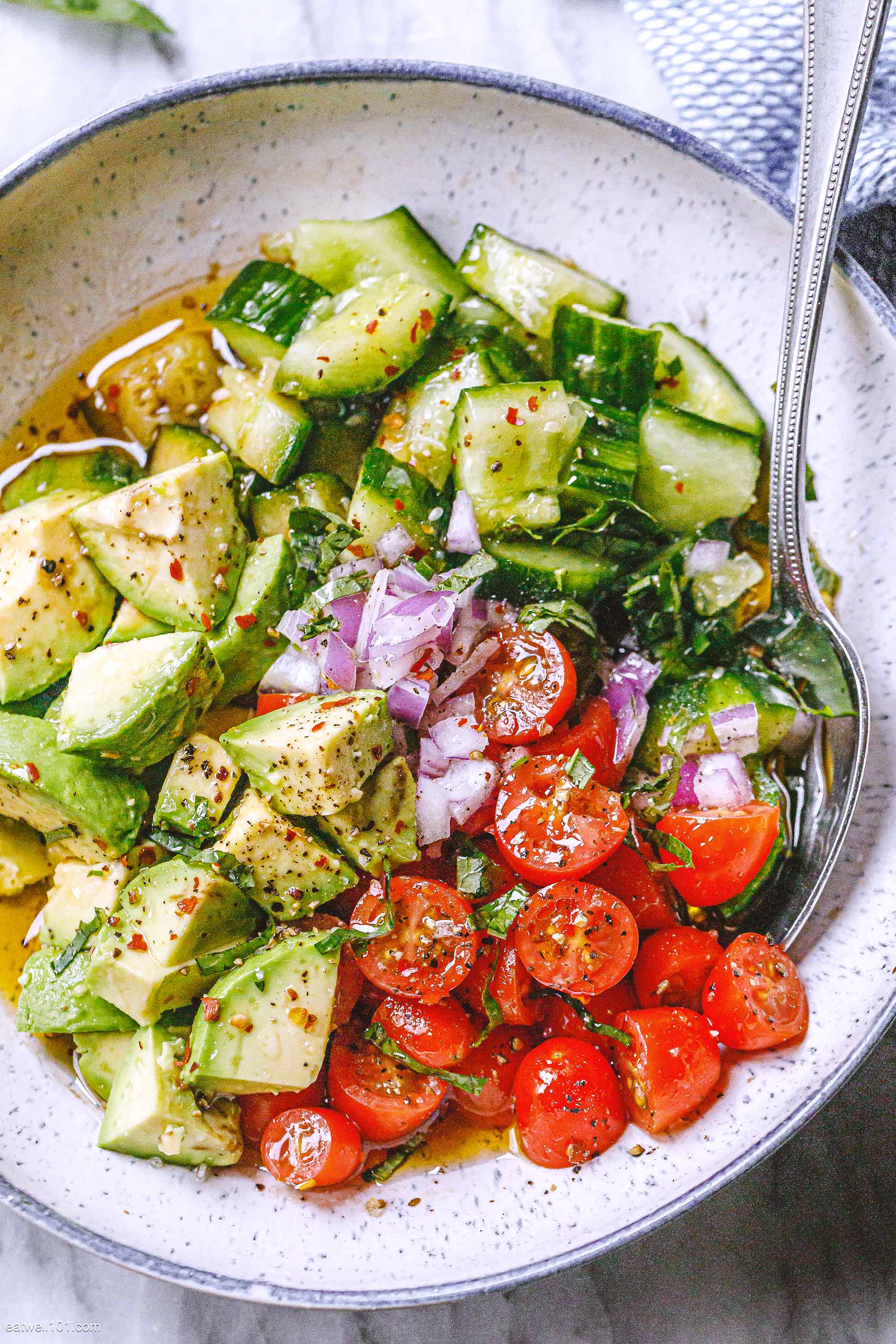 Healthy Cucumber Salad Recipe with Tomato, Avocado – Cucumber Salad ...